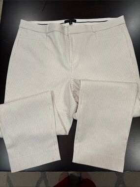 Banana Republic Cream Chinos with Thin Navy Pinstripes